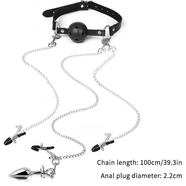 Munkorg Nipple Clamp Klitorisklämma Anal Butt Plug Med Kedja A4