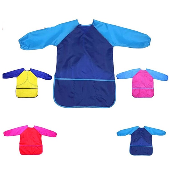 1 st barnförkläde för målarskola smock bärbar långärmad W red M
