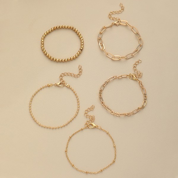 5 kpl Bohemian Gold Color Set naisille Säädettävä Bea