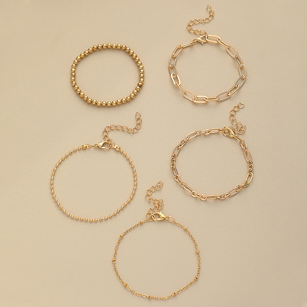 5 Styck Bohemian Gold Color Armband Set For Women Justerbar Bea