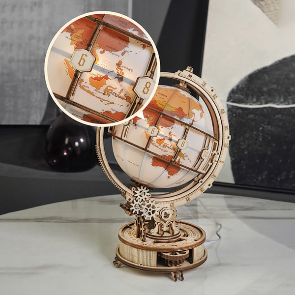 Luminous Wooden Globe Light Night 3D -pulmapelit jouluksi