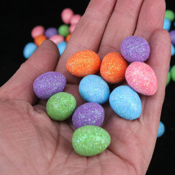 80st/påse Glitter Påskägg Färgglada Foam Fågelduvaägg DI 80Pcs