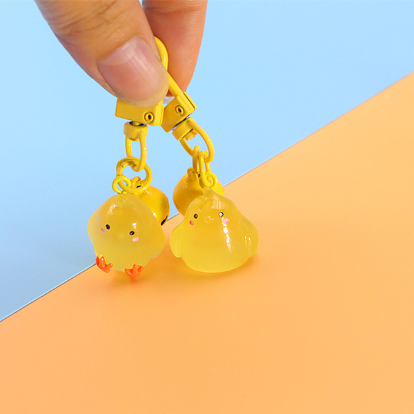 Luminous Peace Chicken Key Chain Cartoon Animal Pendant Keyring C