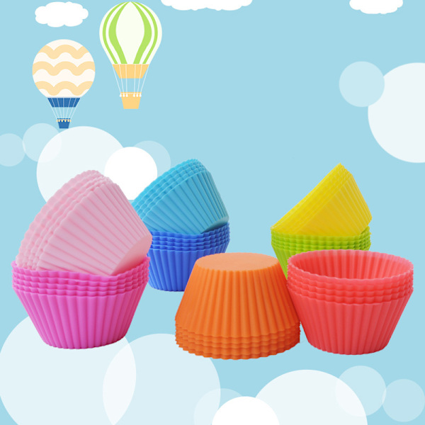 4stk Silikonkakebeger Bakekoppform Muffins Rund kakec Pink