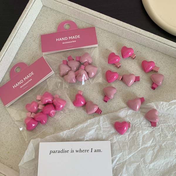 6 kpl / set Peach Heart Mini -hiusneulat ja Sweet Pink Bangs -pidike A2