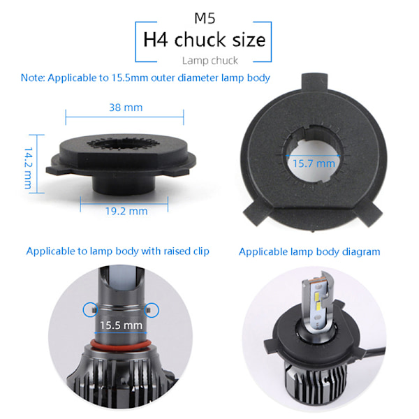 Bil LED Forlygte Pære Sokkel Adapter Fatholder H1 H4 H7 H11 A2