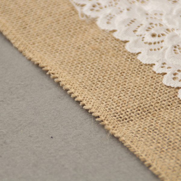 30x180 cm Burlap Spets Bordslöpare Natural Jute Rustikt Bröllop D 30*180CM