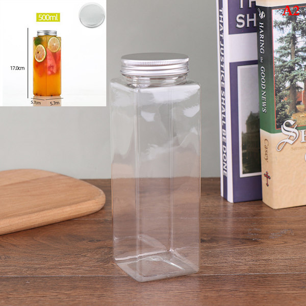 500ML Square Disponibel Juice Drikkeflaske Melk Te Plast A2