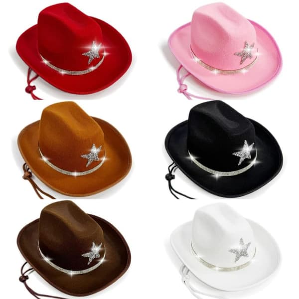 Børns Westernhat Festlig Rhinestone Cowboyhat Børns Cowb Black