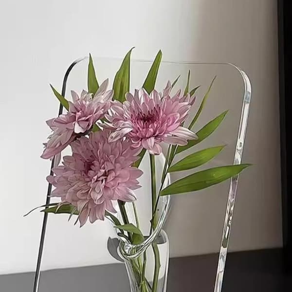 Ramme Blomstervase - Klar Akrylvase til Blomster grey