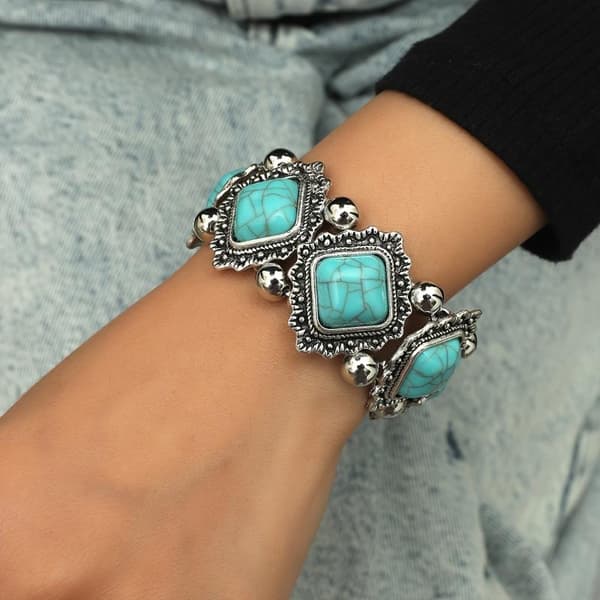 Nya mode Boho turkosa örhängen armband för kvinnor Ear Studs