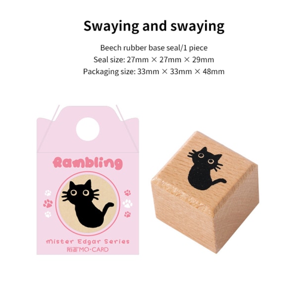 Sarjakuva Kawaii-kissan puinen sinettileima ja koristeellinen pieni eläin A4