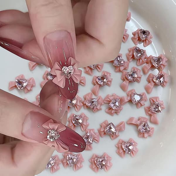 Bowknot Tie Nail Art Diamond Rhinestones Manicure Decor smykker A80