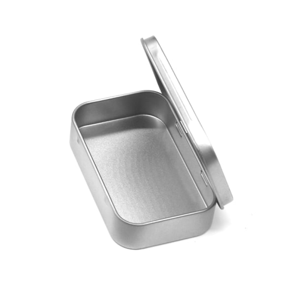Metall rektangulär tom mini plåtlåda plåt Push Candy Pill C Silver
