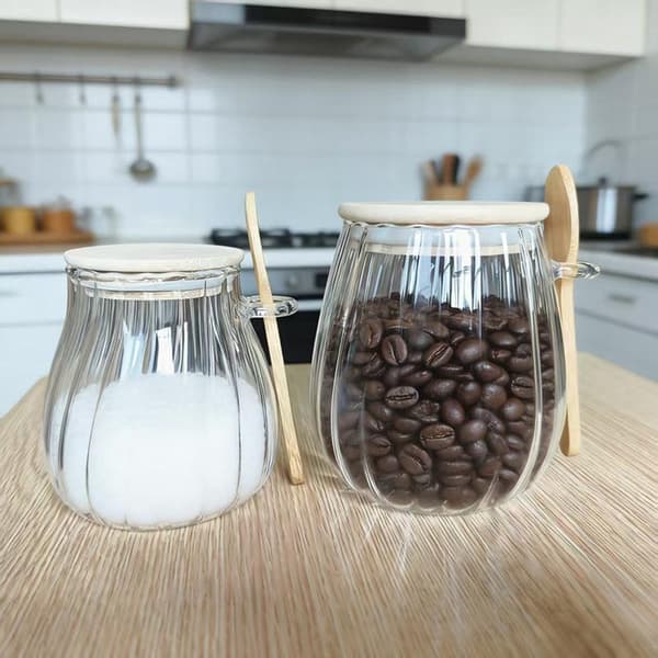 Glasförvaringsburk Te Kaffe Socker Behållare Kök Behållare Med Medium