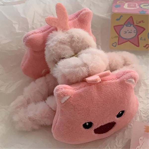 Kawaii Loopy Doll Plysj Hårnål Hår Ring Hode Tau Rosa Jente C A4