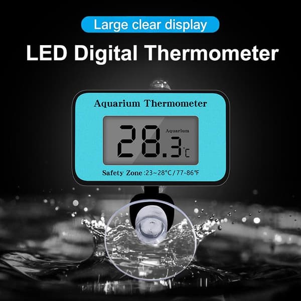 Digital akvarietermometer med LCD-display och sond med sugkopp A