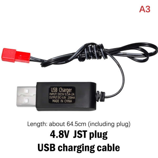 3,6V 4,8V 6V 7,2V NiMH batteri USB laddare för fjärrkontroll A3