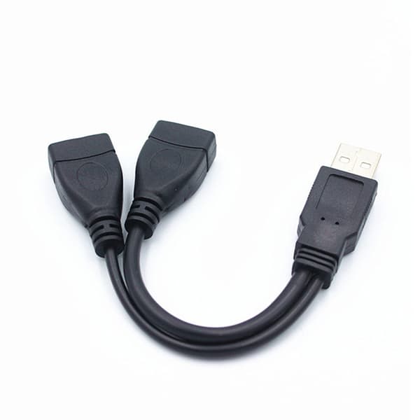 Laadukas USB 2.0 -kaapeli 1 naaras 2 urospuoliseen USB-virtalähteeseen A2