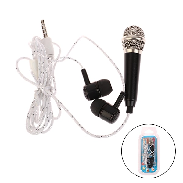 3,5 mm Karaoke Mic hörlurar Mini stereo hörlurar In-Ear Headset Black with Headset