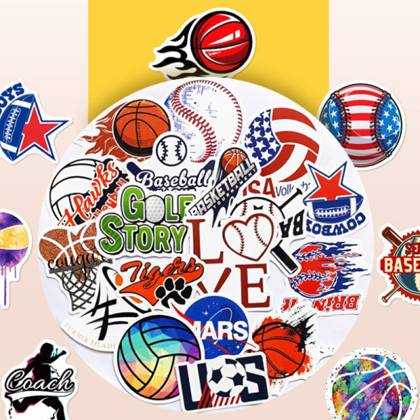 50 stk. Boldsports-klistermærker Basketball Sports Collection-klistermærke