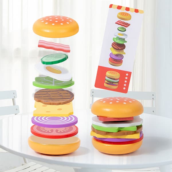 Montessori Tre Hamburger Late Som Lekemat Matchende Stabling