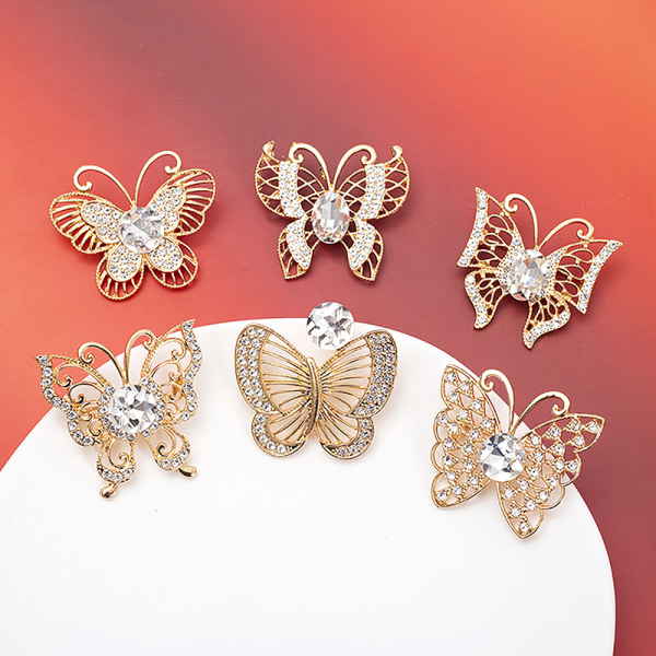 Alloy Rhinestone Butterfly Broche Fashion All-match Tørklæde Buckl A6