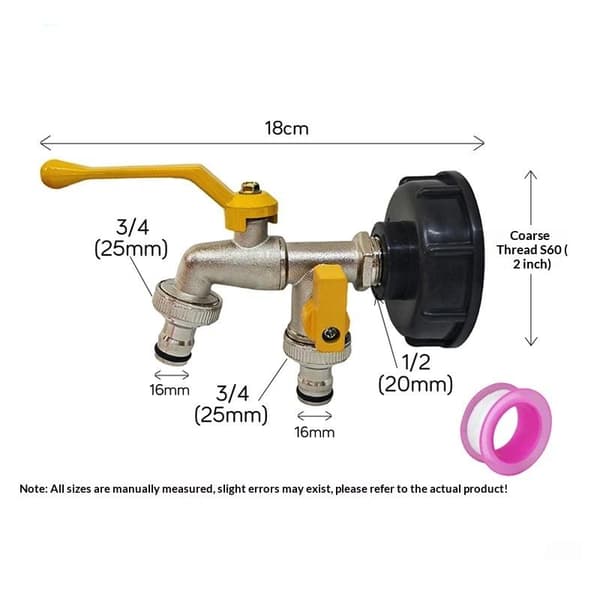 1 set kranadapter 1/2'' 3/4'' IBC vattentankanslutning med