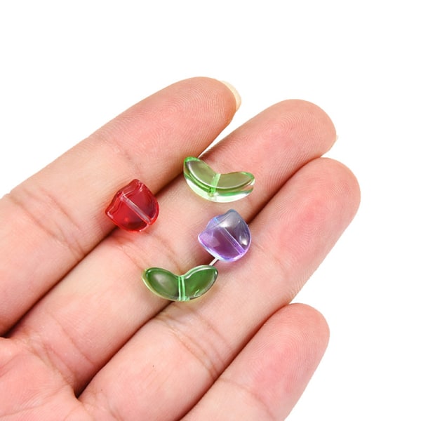 10 set tulpaner blompärlor Flerfärgade lösa pärlor för DIY-armband peach