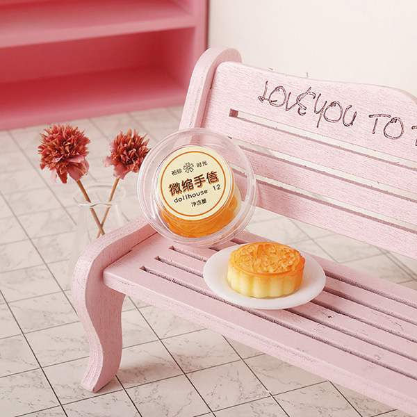 1:12 Dockhus Miniatyr Mooncake Bean Paste Pai W/Box Kök B