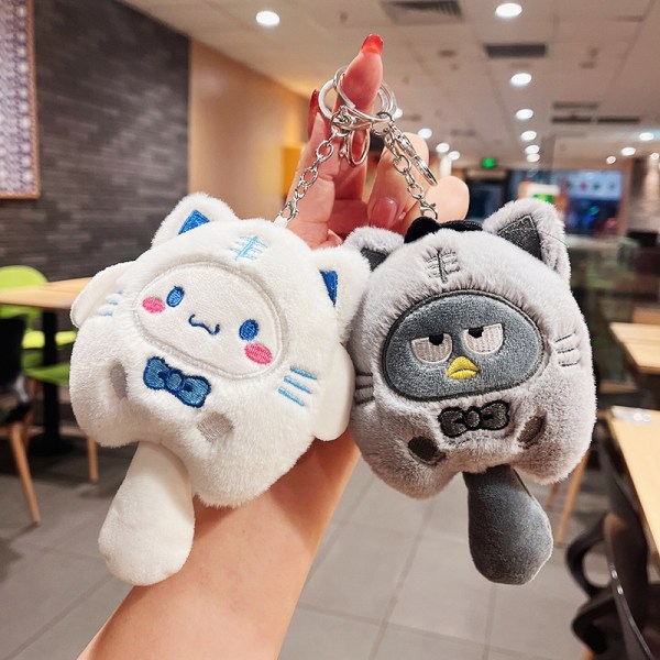 Sanrio Kuromi Plysj Animal Keychain Little Tiger Kuromi Melody Gray 15cm