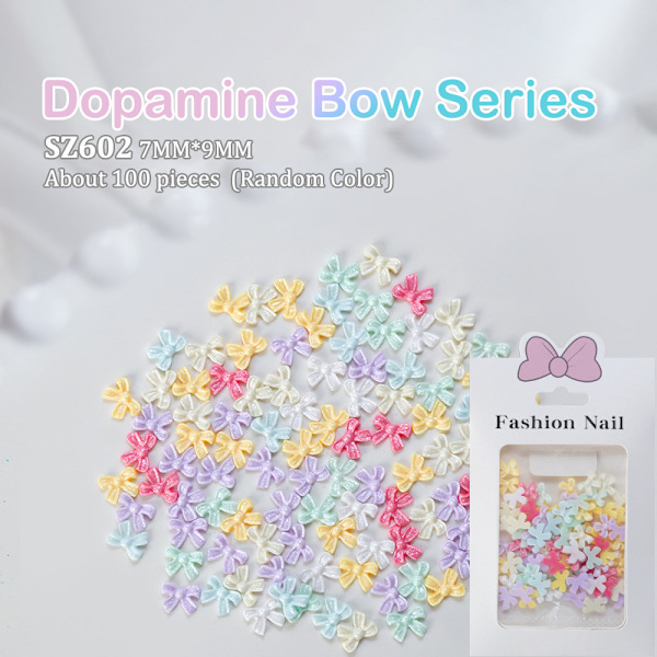100 st/påse Mini rosett 3D e Nail Art dekorationer Glänsande pilbåge Orn SZ-600