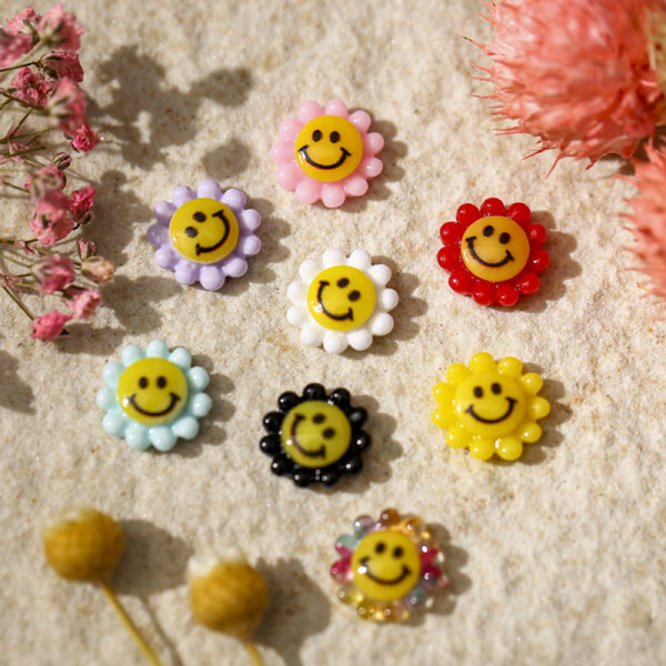 50 stk Resin 3D Mini Sun Flower Nail Art Gems DIY Nails smykker Mix
