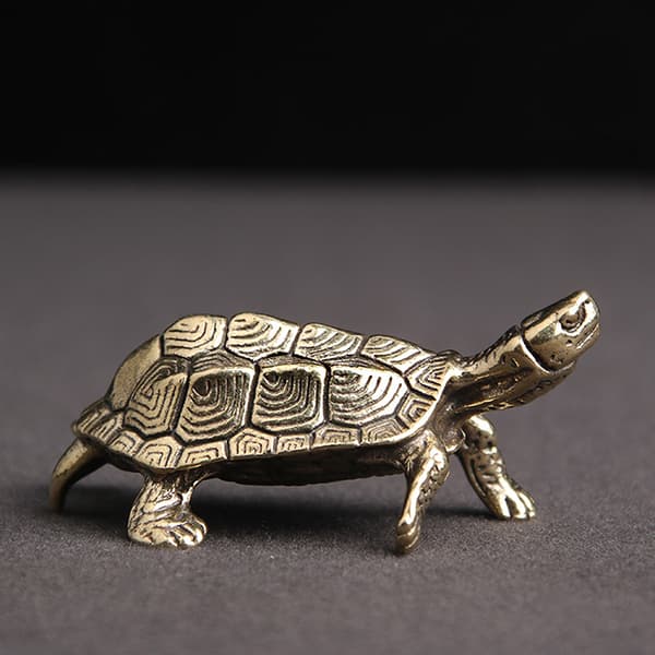 Retro messinki Longevity Tortoise Desktop Koristeet Kupari
