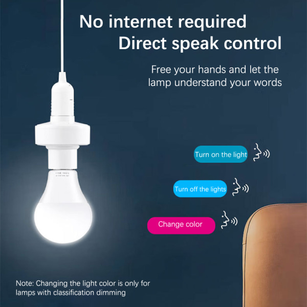 1st Offline ligent Voice Lamp Head Socket Adapter E27 LED-lampa