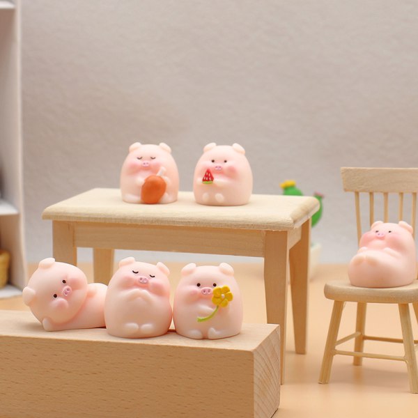 Mini e Pig Figur Dyremodell Moss Micro Landscape Home Deco A6