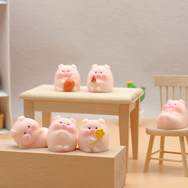 Mini e Pig Figurine Djurmodell Moss Micro Landscape Home Deco A2