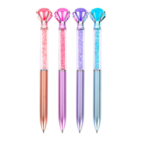 1Pc Creative Crystal Diamond kulepenn Black Ink School Off Purple