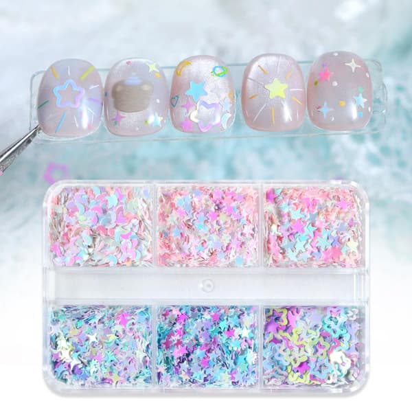 Stjerne Halvmåne Neglekunst Glitter Holografisk 3D Paljetter Dekor