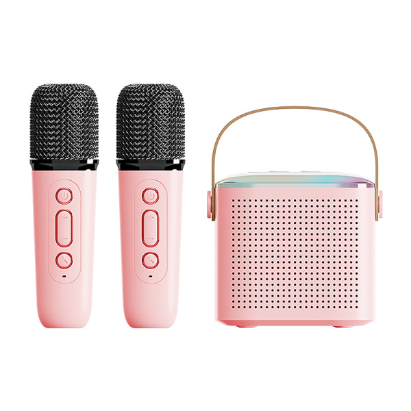 Mikrofon Karaoke hine Portable Bluetooth 5.3 PA högtalarsystem Pink 2 microphone