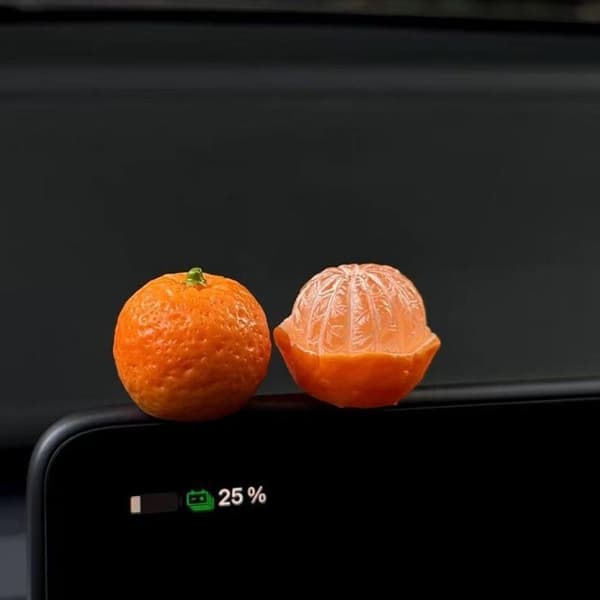 4 st tecknad orange litchi bilprydnad mittkonsol display A2
