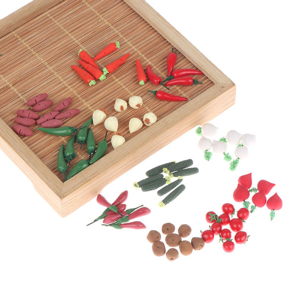 10st/ set 1:12 Dockhus Frukt Grönsaker Morot Tomat Rädisa Red radish