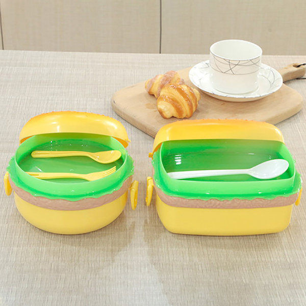 Hamburger Lunch Box Double Tier Burger Bento Box Kan användas i mikrovågsugn B