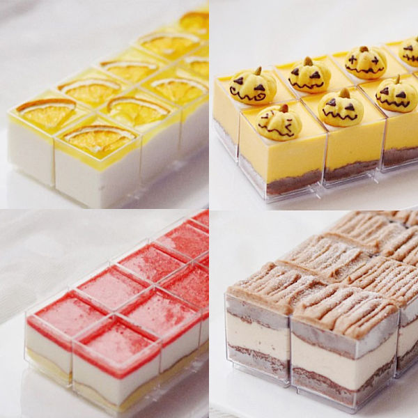 10st Fyrkantiga Plast Dessertkoppar Minikuber Stark Tårtkopp Pa B
