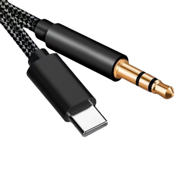 Aux o Kabel Type-C USB-C til 3,5 mm jack for mobiltelefontilbehør Black