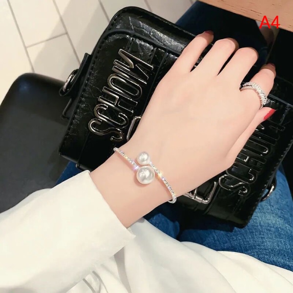 Mode Enkel Simulerad Pärla Bröllopssmycken Set Justerbar N Silver Bracelet