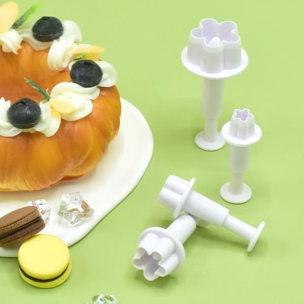 4 stk. plommblomst kake stempel fondant kakeform plomme bakeform