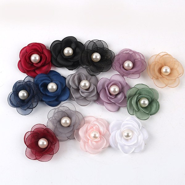1 Stk 5 cm Mesh Gaze Blomster Til DIY Bryllupsfest Tøj Sko Gray