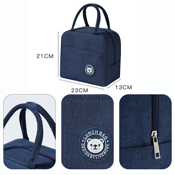 Matbokspose Bento Box Isolasjonspakke Termiske piknikposer Navy blue