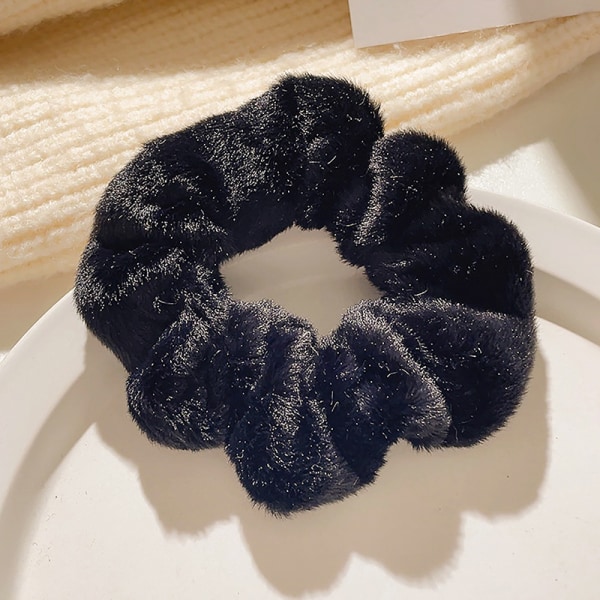 1 STK Hår Scrunchies Plysj Elastiske Hårbånd Hestehale Scrunchi Black